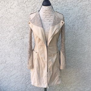 Extenzo Paris Suede Nude Suede Long Jacket Coat 🧥